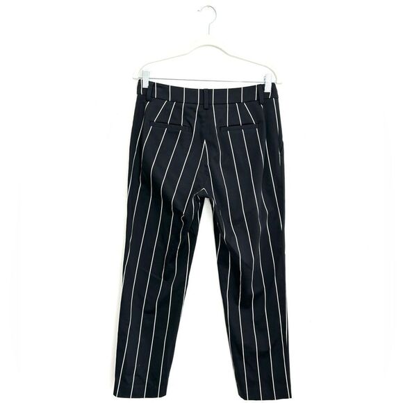 DEREK LAM 10 CROSBY Cropped Striped Straight Leg Trouser In Black White - Picture 6 of 8